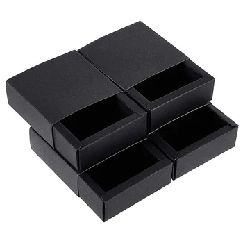

20Pcs Costume Jewelry Kraft Paper Drawer Box Holiday Gift Packaging Box Soap Jewelry Candy Wedding Party Gift Box-Black