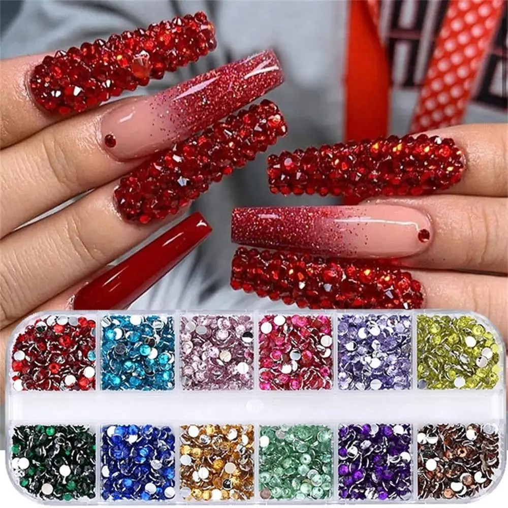 New Design 2/3mm Colorful Crystal Nail Art Rhinestone Acrylic Nail Stones  Flat Back Shiny Tips 3d Nails Art Decor Manicure Tools - Rhinestones &  Decorations - AliExpress