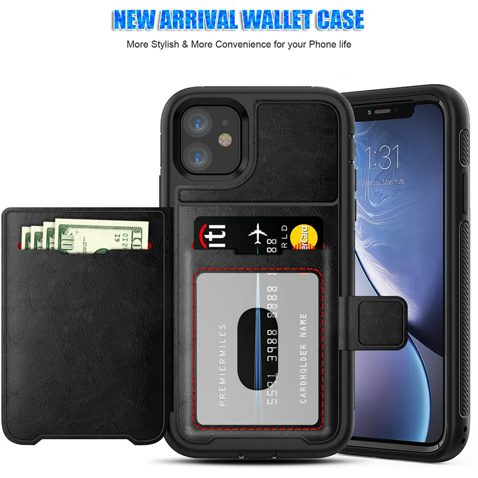 Protective leather Rotating Stand case for iPhone 11 (6.1 inch) 2019 Version Card Slot wallet phone full Body cover Coque shell | Мобильные