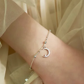 

Minimalist round bead wrist bracelet fresh literary star moon female models sweet and cute crescent