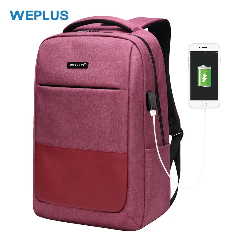 Многофункциональный 15,6 дюймовый Мужской Водонепроницаемый рюкзак для ноутбука с зарядкой через usb, школьный рюкзак для ноутбука, модная повседневная женская сумка для путешествий - Цвет: Wine Red