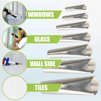 

20pcs Practical Nozzle Applicator Reusable Durable Bathroom Window Tools Stainless Steel Assorted Sizes Caulking Finisher Kit