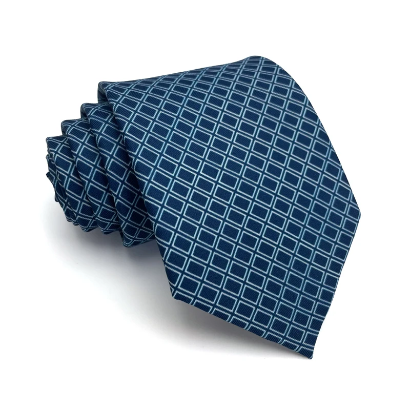 

Fashion Blue Ties For Men High Quality 8 CM Business Formal Work Wedding Necktie Male Gift With Box