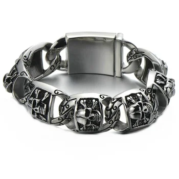 

316L Stainless Steel Skull Bracelet Male Biker Bracelets & Bangles Punk Rock Never Fade Rock Punk Fashion Jewelry