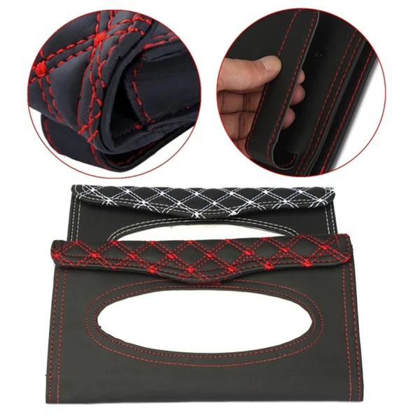 

Drop Ship Car Sun Visor PU Leather Tissue box Auto Accessories Holder Paper Napkin Clip V-Best