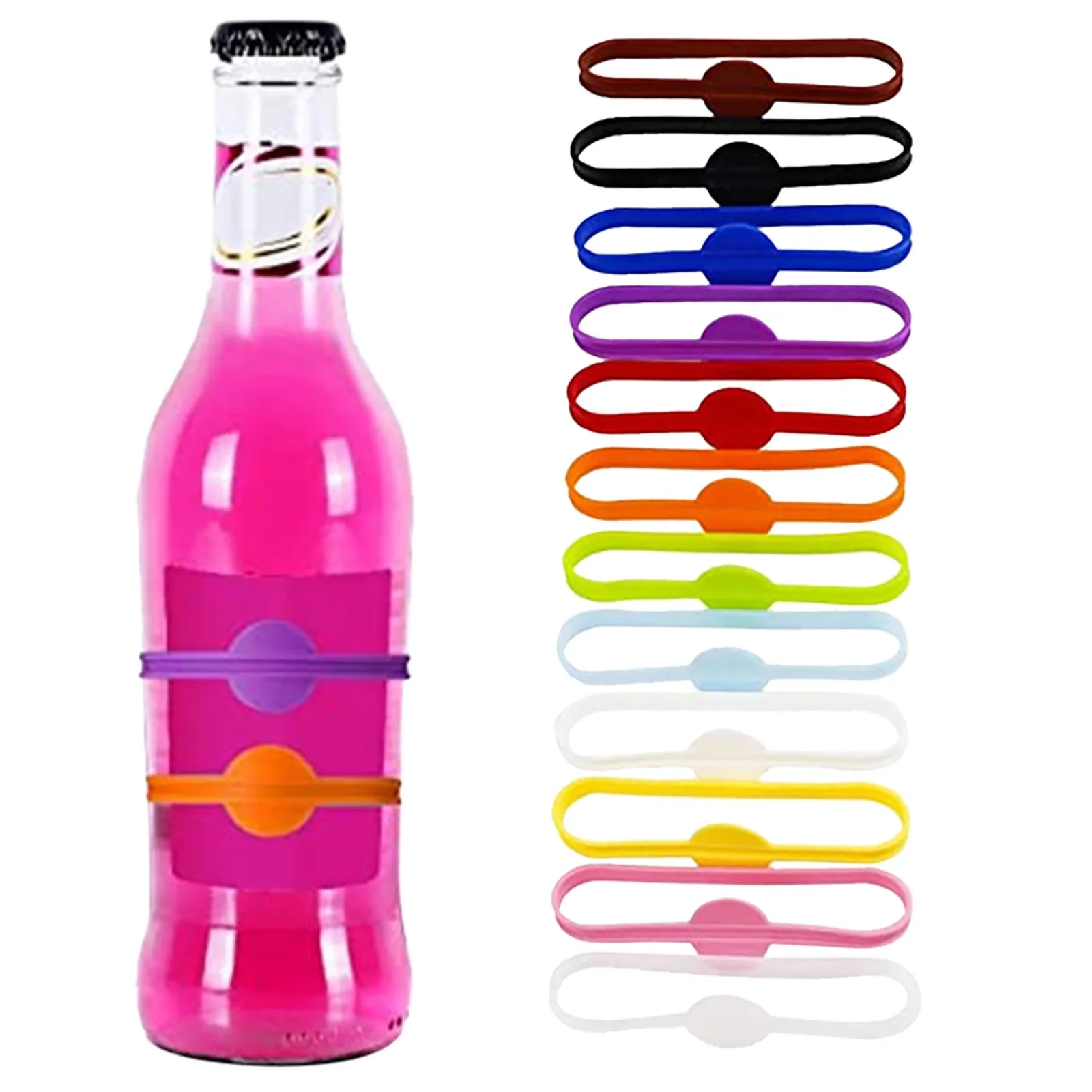 24pcsDrinkMarkerWineGlassSiliconeStripMarkerReusableBeverage