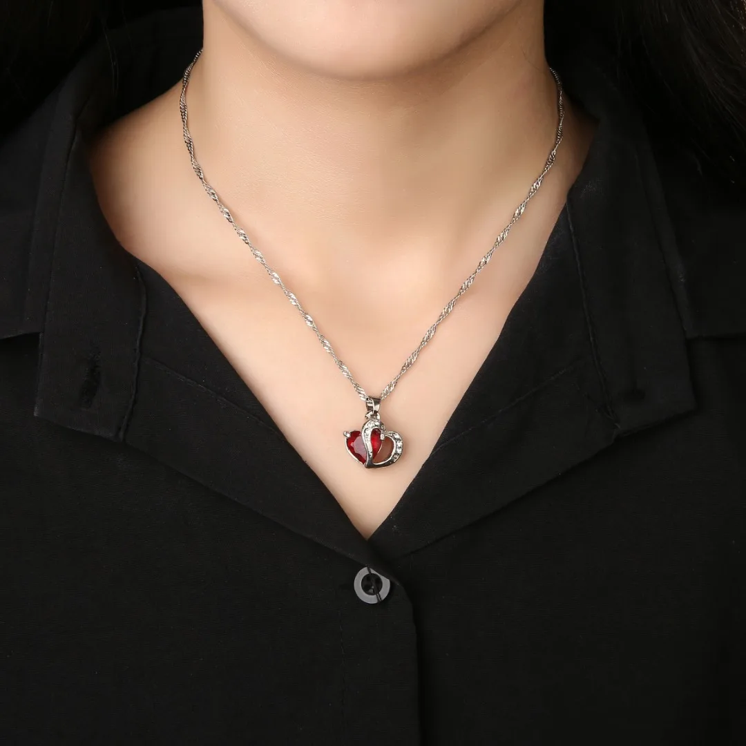 1Pc Vinatge  Heart Love Necklaces & Pendants Shellhard Womens Elegant Rhinestone Long Chain Necklace For Women  Jewelry 7Colors