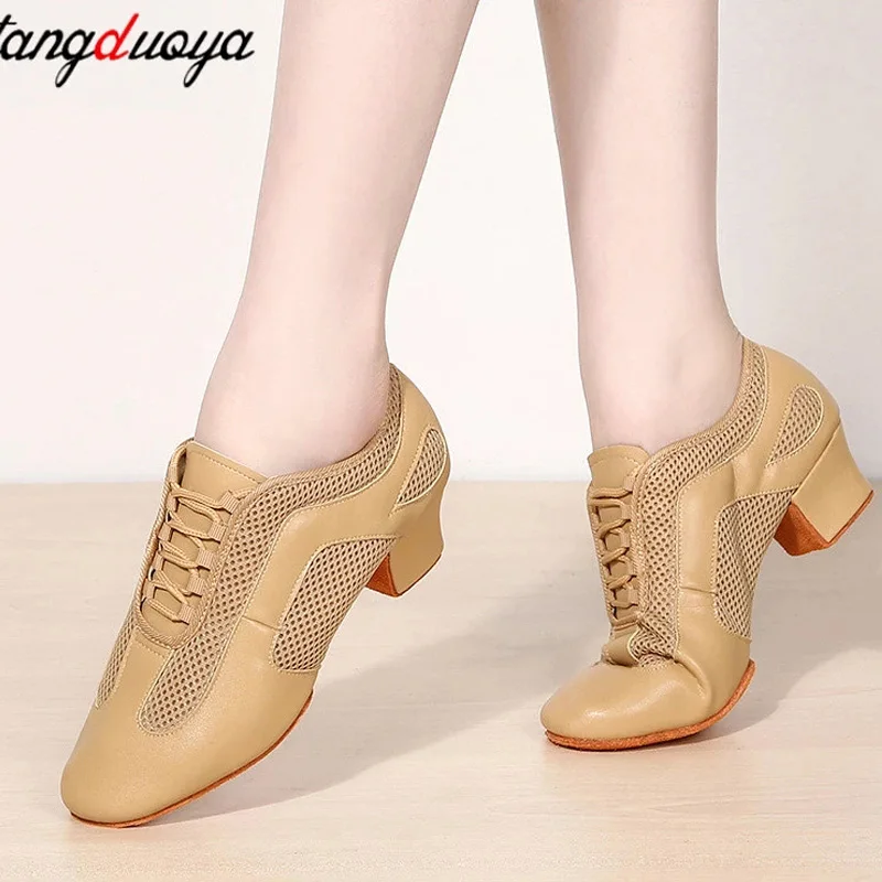 Modern Latin Suede Salsa Tango Ballroom Dance Shoes Breath Dance Shoes Sneakers For Woman Practice Modern Jazz