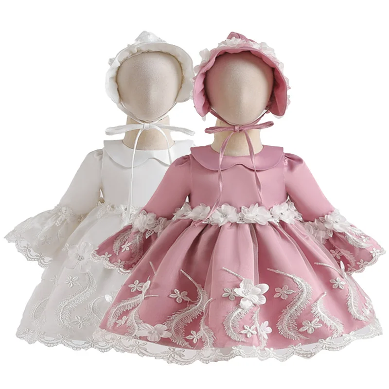 Новое модное платье принцессы с длинными рукавами для маленьких девочек; сезон весна-осень платье для дня рождения для новорожденных детская одежда
