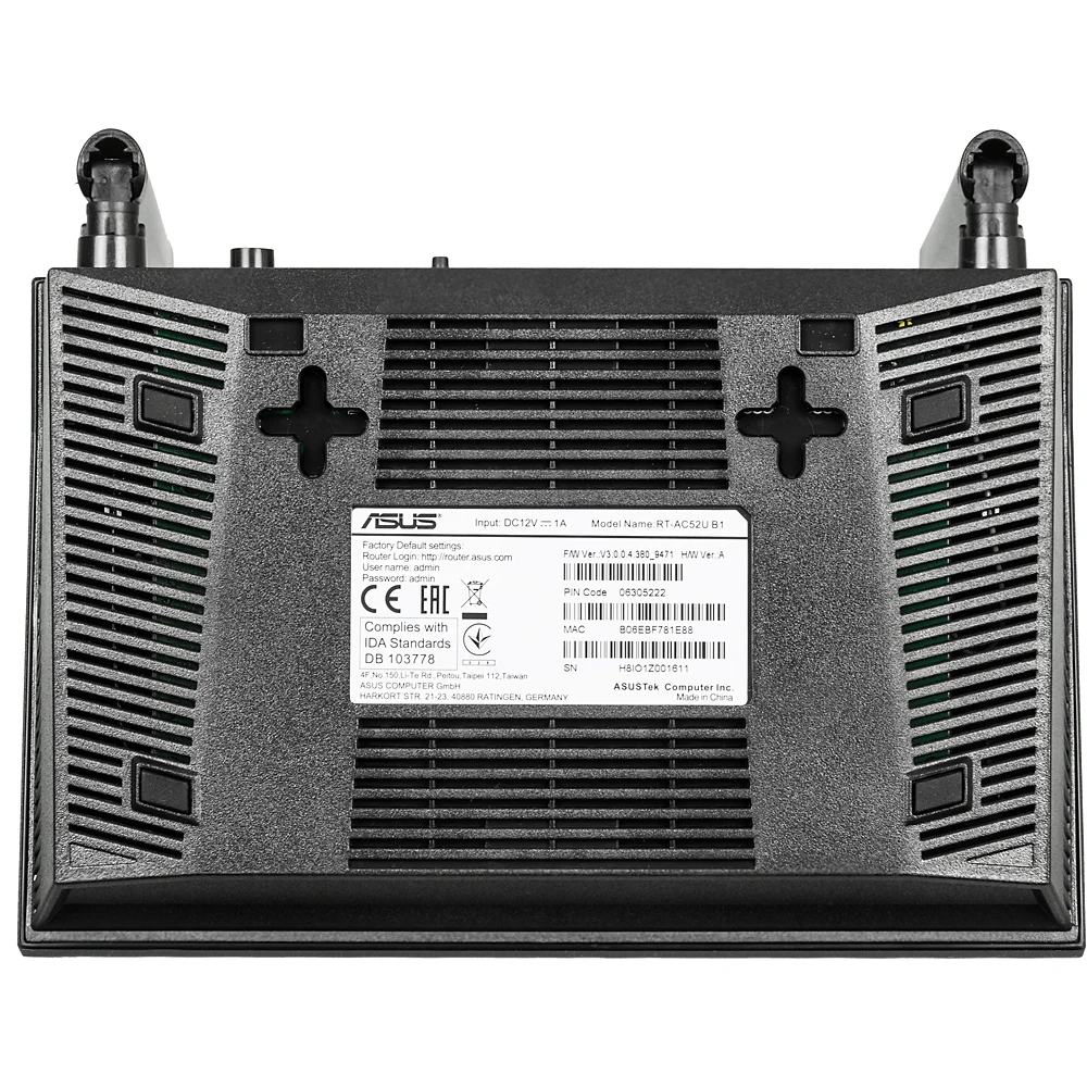 Роутер беспроводной Asus RT-AC52U AC750 10/100/1000BASE-TX/4G ready черный