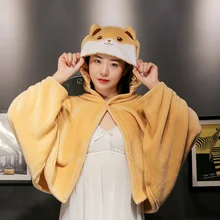 Фланелевый плащ с капюшоном для собаки из мультфильма, плюшевая одежда, аксессуар, розовый, коричневый, Шиба-ину, собачка для взрослых, теплое одеяло для больших детей