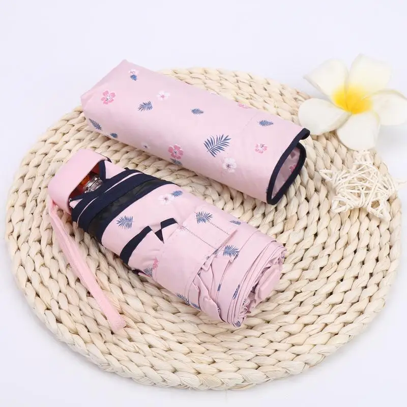 pink Цветочный солнцезащитный зонт, складной зонт от дождя для женщин Мини карманный зонтик Анти-УФ водонепроницаемый портативный Paraguas Guarda Chuva - Цвет: pink