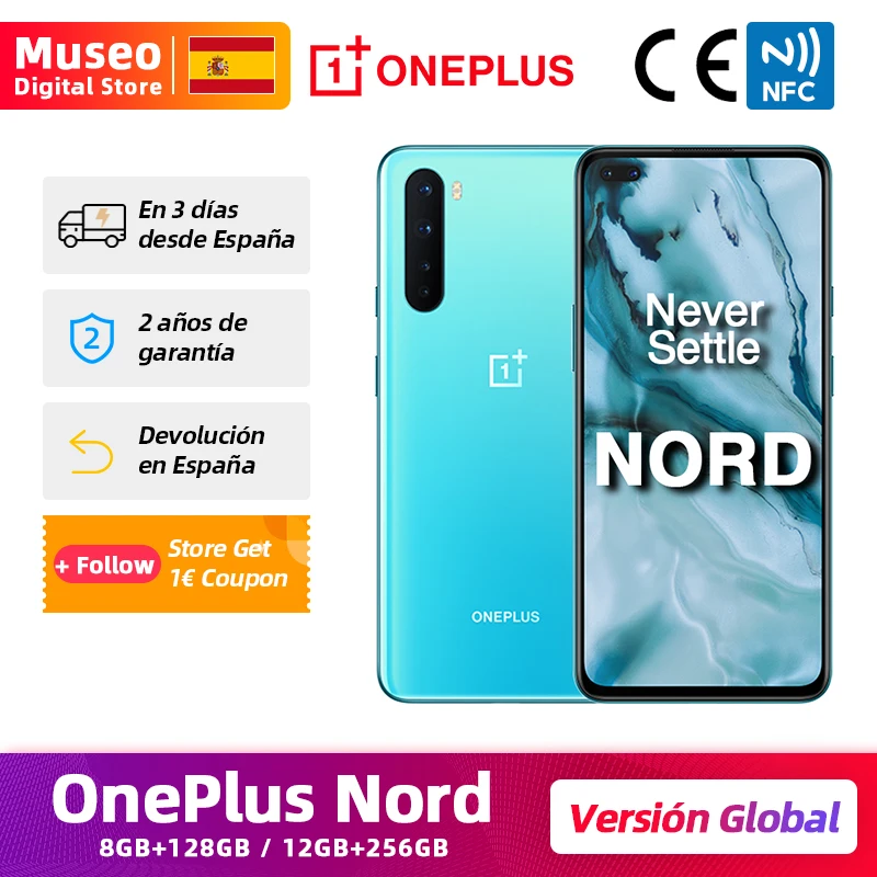 Global Version OnePlus Nord 5G Smartphone 6.44'' 90Hz AMOLED 48MP Quad Rear Cams 32MP Dual Front Warp Charge 30T | Мобильные