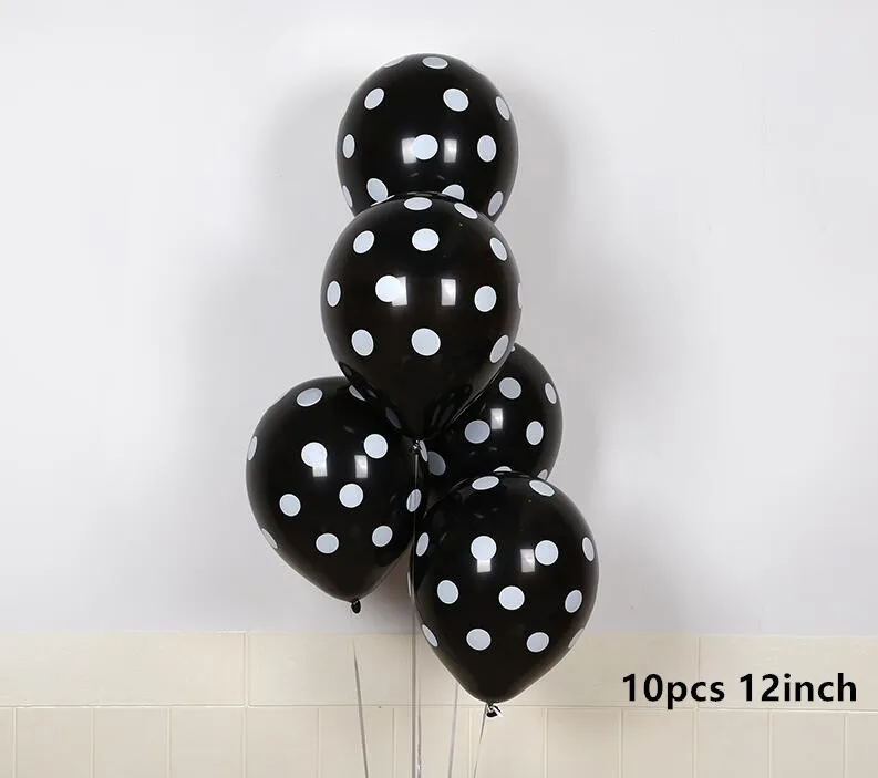 10pcs black dot Золотистый, серебристый, металлический латексный воздушный шар 18 30 40 50 60 70 80 90 лет с номером в честь Дня Рождения вечерние воздушные шары из фольги для взрослых - Цвет: 10pcs black dot