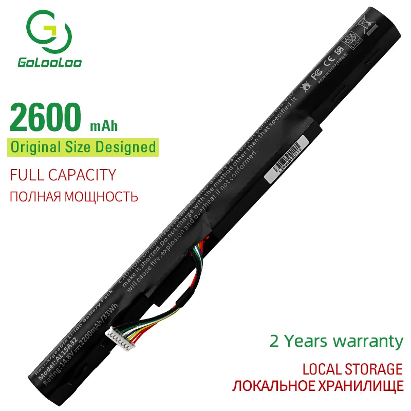Golooloo AL15A32 Аккумулятор для ноутбука ACER Aspire E5-422G E5-472G E5-473G E5-522G E5-532G E5-573G E5-722G V3-574G E5-422