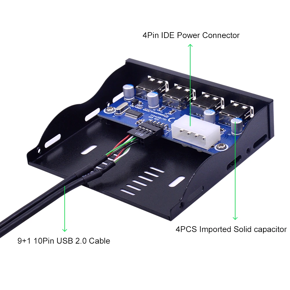 CHIPAL, 4 порта, USB 2,0, концентратор, передняя панель, расширительный адаптер, разъем для ПК, кронштейн с 10Pin кабелем для рабочего стола, 3,5 дюймов, флоппи-отсек