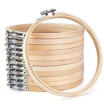 

6 Inch Embroidery Hoops Wooden Round Bulk Bamboo Circle Cross Stitch Hoop Round Ring For Art Craft Handy Sewing Wall Decoration