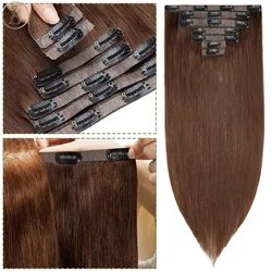 TESS 115g Clip In Human Hair Extensions Straight Human Hair 7pcs/set Tape In Human Hair Extensions Full Head Natural Hair Blonde