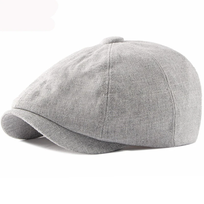 

HT3303 Spring Summer Cotton Linen Beret Cap Men Women Artist Painter Beret Hat Breathable Octagonal Newsboy Cap Men Women Berets