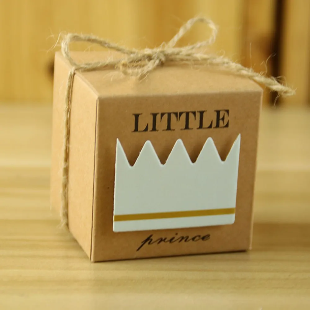 50 шт./лот Baby Shower новорожденных детская Леденцовая коробка Маленький принц маленькая принцесса Корона конфеты коробки милые Babyshower подарочные коробки для вечеринок