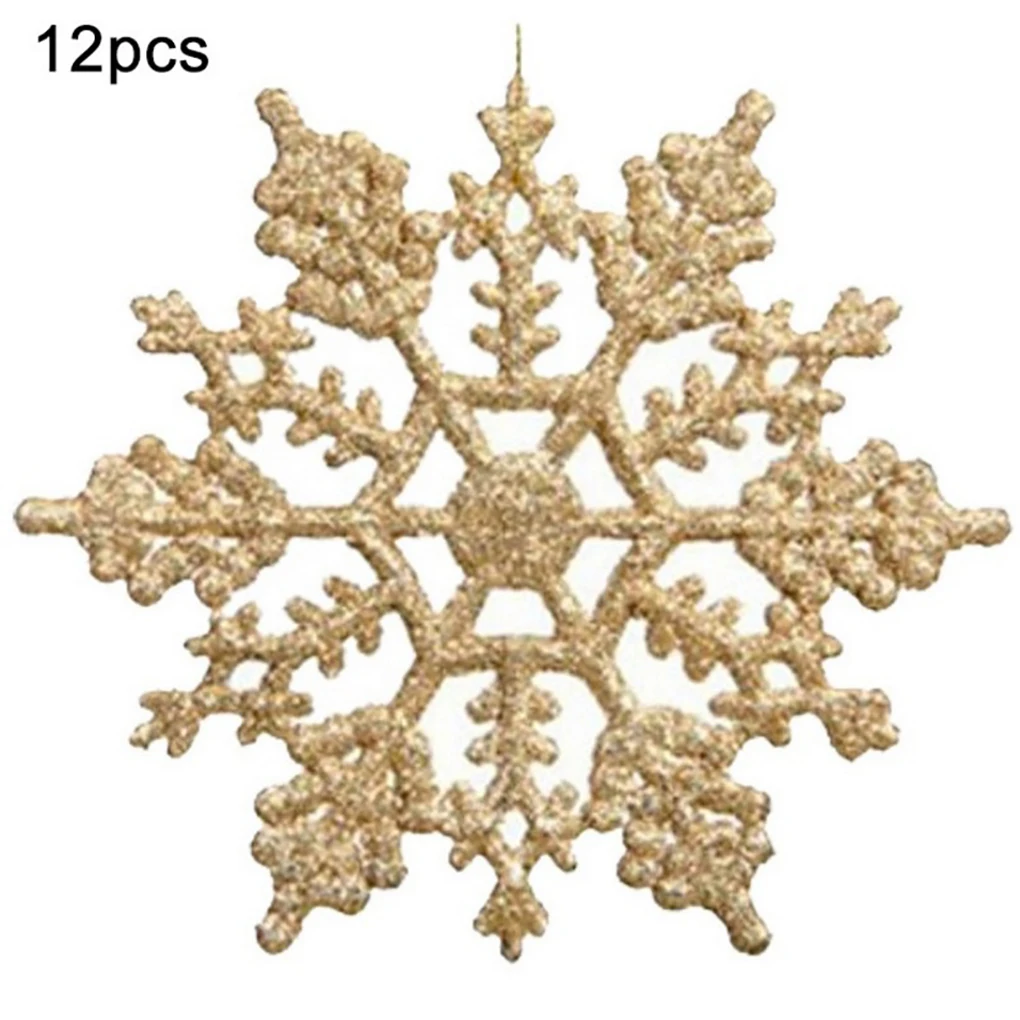 12pcs Plastic Christmas Xmas Snowflake Ornaments Tiny Sparkling Sequin Glitter Snow on String Wedding Decor - Цвет: NO.1