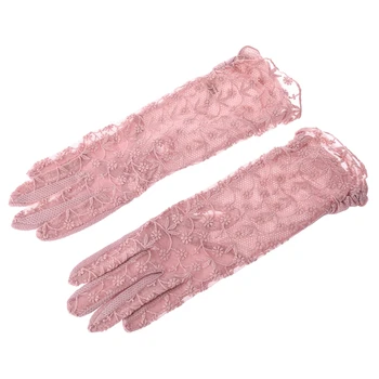 

Spring Summer Women Lace Sunscreen Goves Lady Anti UV Anti Slip Driving Gloves D08E