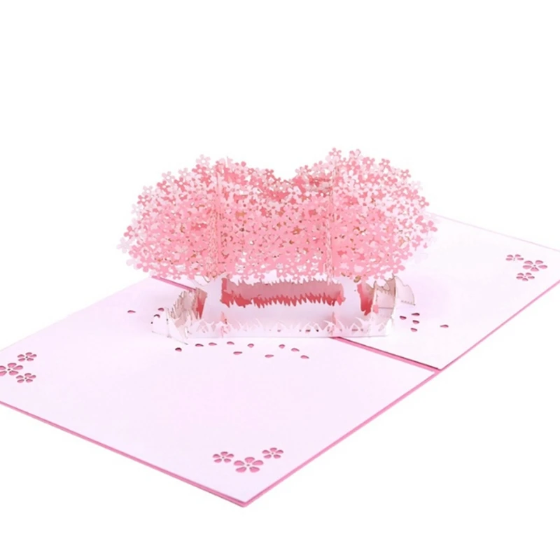  Cherry Blossom Greeting Card Handmade Birthday Wedding Invitation 3D Pop Up Card E65B - 4000265458470
