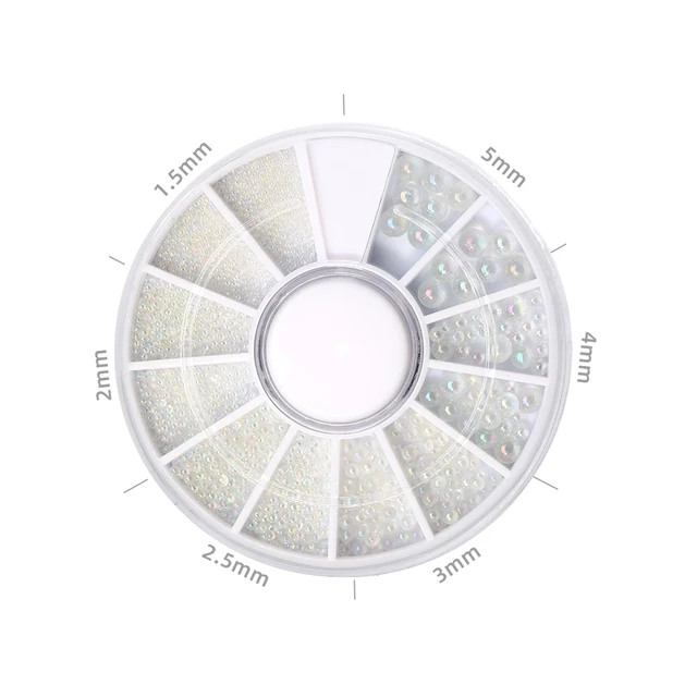 HNUIX Mix Sizes White Nail Art Tips Half Pearls 3d Nail Beads Rhinestone Decoration DIY Beauty Salon Manicure Supply 07