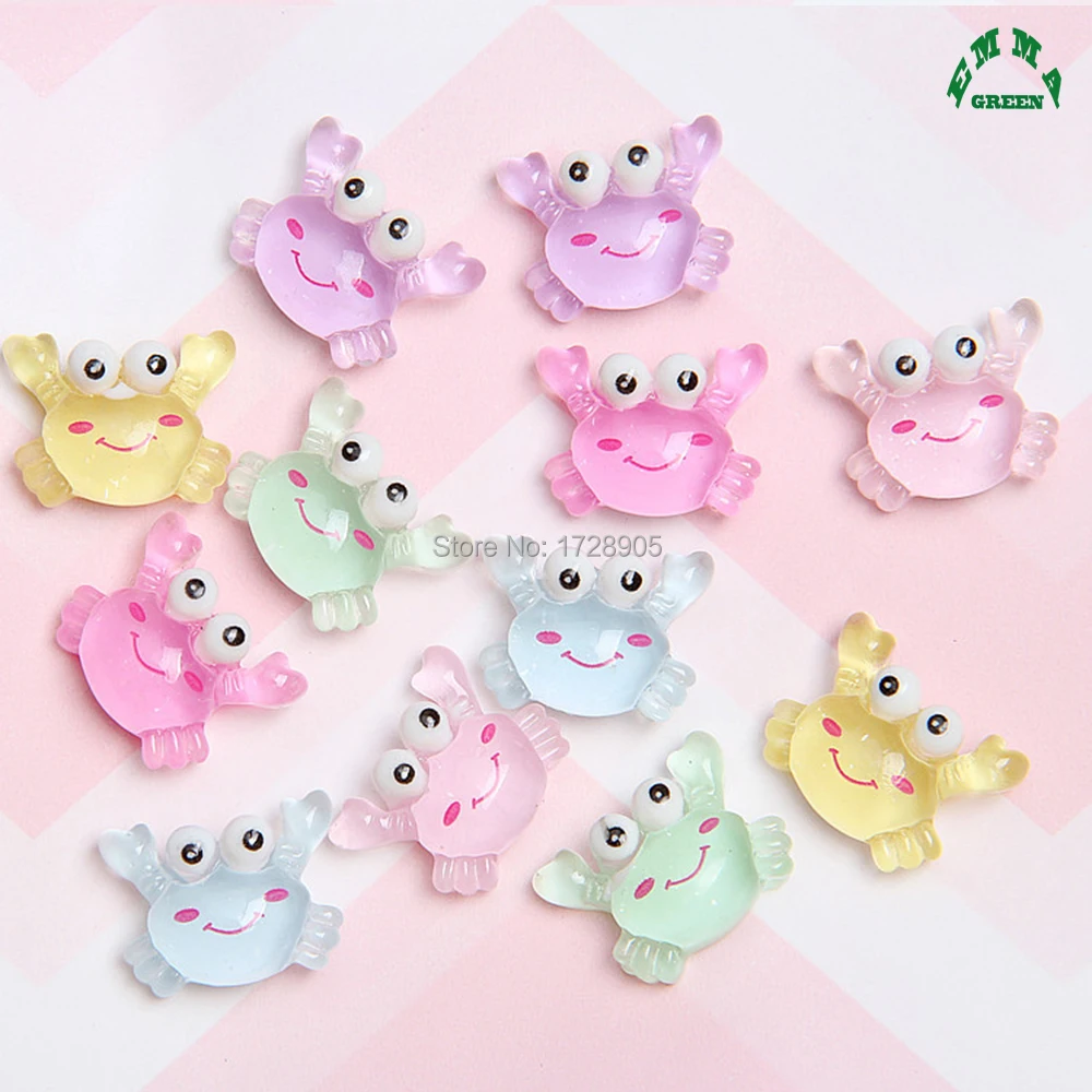 

Crab Charms for Jewelry making Resin Charms for Slime 20mm 10pcs Flatback Cabochons for DIY scrapbooking cute Cartoon Charms