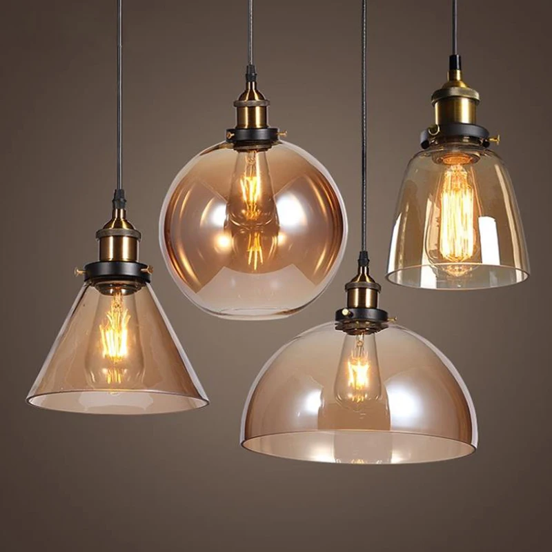 

Vintage Pendant Lights Amber TransparentE27 Glass Pendant Lamp Edison Light Bulb Bedroom Study/Bar/Cafe/Other Bedroom Sdecoratio