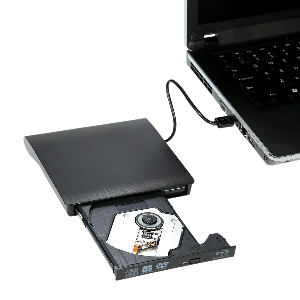 Ультра тонкий внешний диск DVD-RW DVD-ROM USB 3,0 Burner Writer BD-ROM 3D Blu-Ray плеер для Linux Windows Mac OS черный