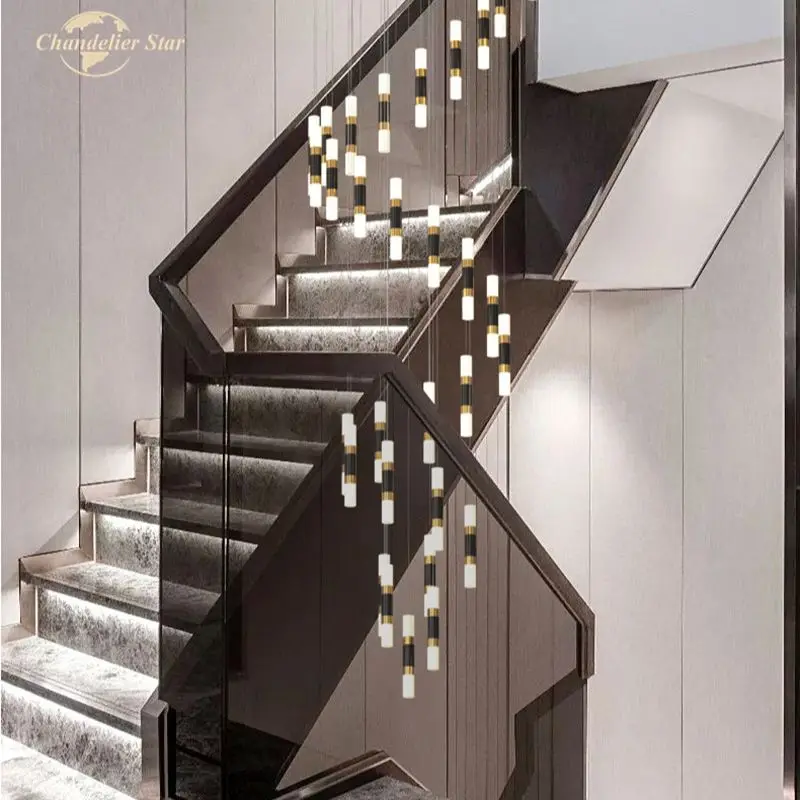 

Modern LED Chandeliers Lighting Nordic Iron Aluminum Pendant Hanging Lamps Lustre Living Room Big Staircase Hotel Lights Fixture