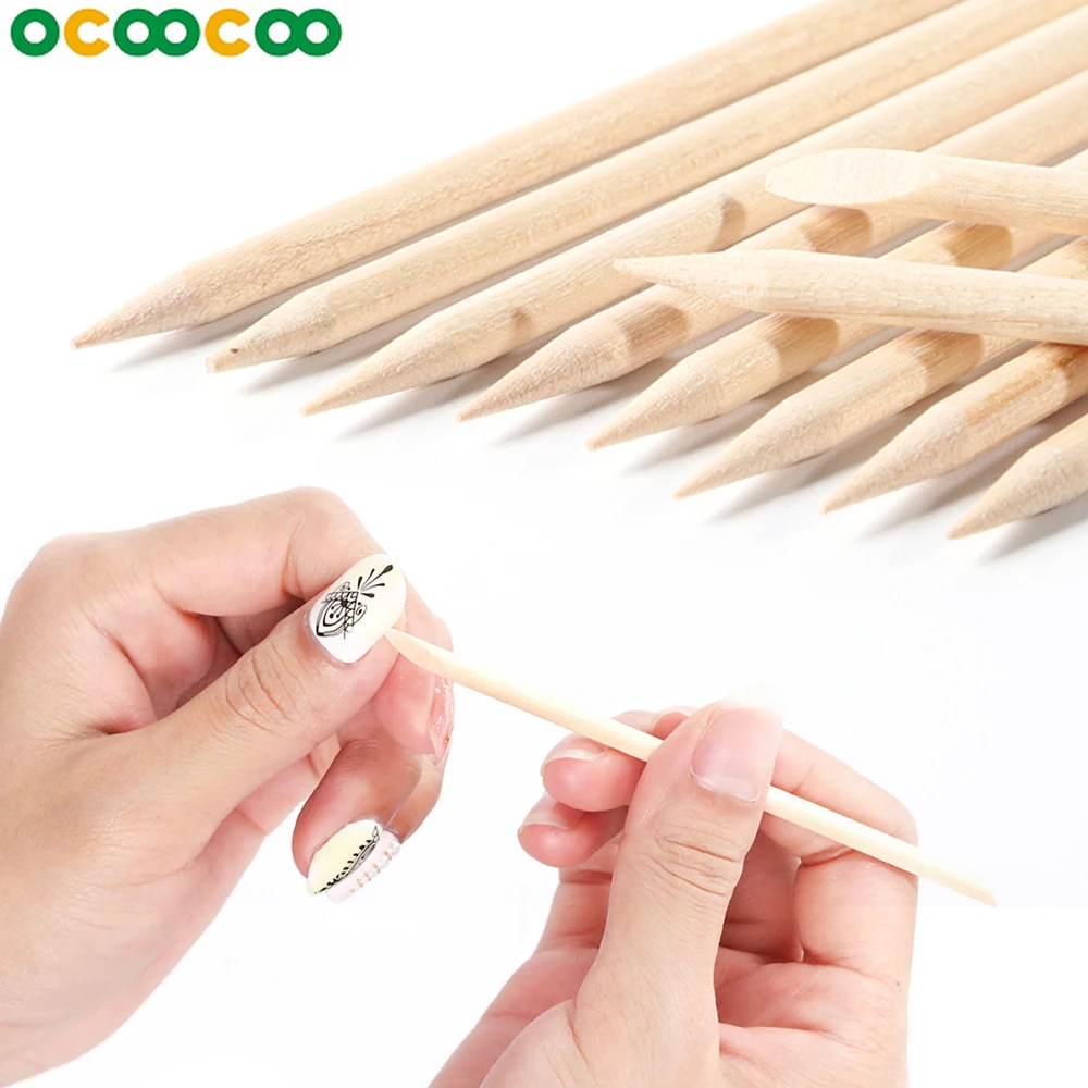 Оранжевая деревянная палочка двусторонняя для ногтей дизайн кутикулы толкатель средство для снятия маникюра, педикюра Уход за ногтями Набор инструментов