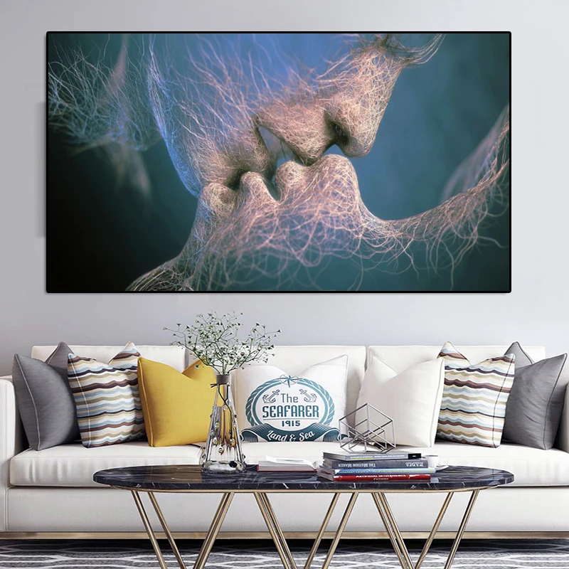 

Modern Wall Art Canvas Painting Abstract Kiss Painting Posters and Prints Wall Pictures for Living Room Cuadros Home Decoration