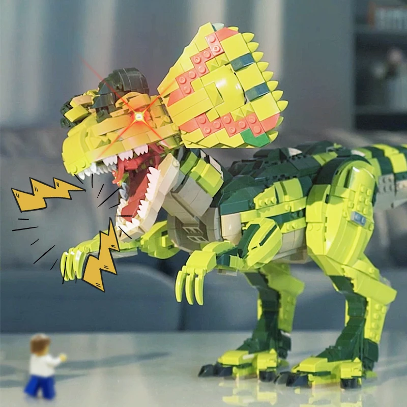 

Vocal Dinosaur Building Blocks Dilophosaurus Simulation Model Blocks Roar Dinosaur World 2 Creator Animals Toys For Children
