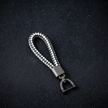 

Hand Woven Leather Car KeyChain 360 Degree Rotating High-Grade Horseshoe Buckle Jewelry Key Rings Holder Genuine Bag Pendant