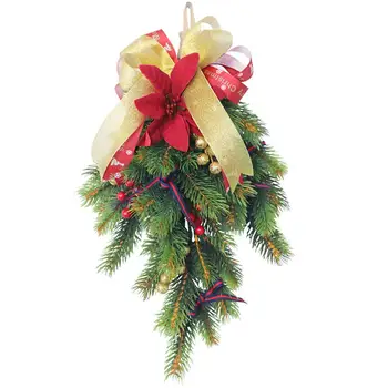 

Upside Down Christmas Tree Decorative Pine Needle Tree Christmas Handmade Door Hanger for Front Door Wall Window Home Decor
