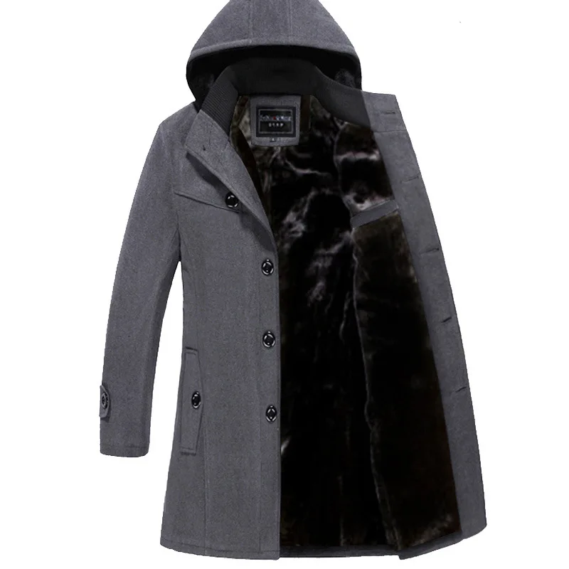 Зимний Тренч мужской модный длинный пальто Мужская Горячая Распродажа шерстяное пальто толстая мужская одежда Размер 4XL шерстяные куртки