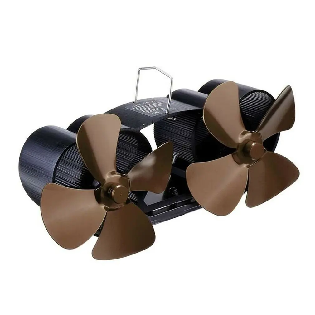 

Dual Head Wall Mounted Stove Fan 8 Blade Fireplace Fan Heat Powered Wood Burner Eco Fan Home Efficient Heat Distribution