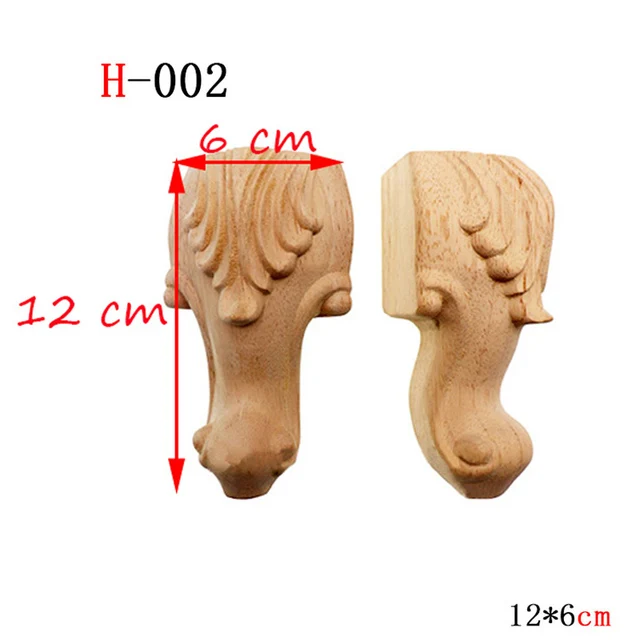 1pcs Furniture With Solid Wood Legs Carving Flower Sofa Seat TV Cabinet Feet, No Paint Drop Ship，Furniture Feet Replace H-002 12x6cm