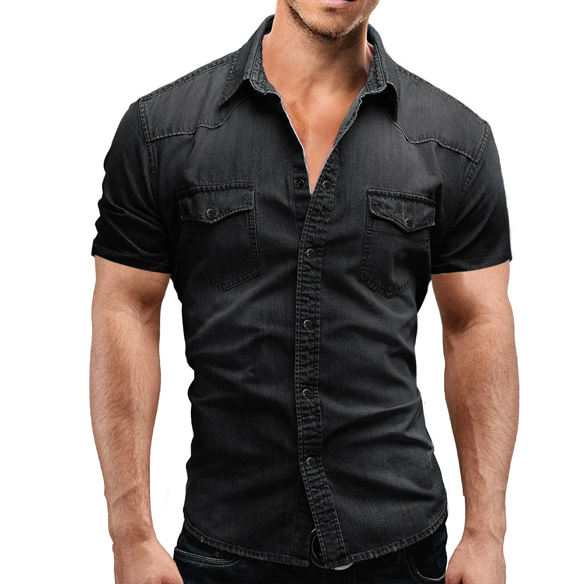 Cotton Shirt Denim Shirt Men Casual Shirt Summer