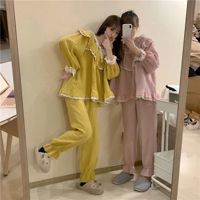 

Photo Shoot 2019 WOMEN'S Dress Autumn Sweet Cute Princess Sleeve Lace-up Joint Pajamas Suit Tracksuit