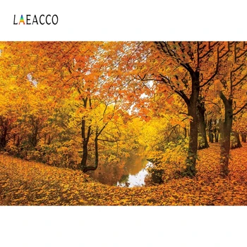 

Laeacco Autumn Landscape Photography Backdrops Maple Forest River Yellow Leaves Baby Photographic Backgrounds For Photo Studio