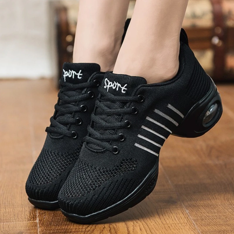 Zapatos transpirables de Hip Hop para mujer, zapatillas deportivas con suela blanda, para baile moderno, para práctica, color blanco y de baile| - AliExpress