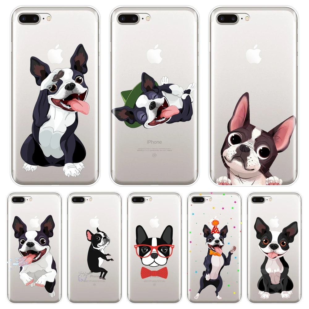 Чехол для iPhone X XR XS MAX 8 7 6 S мягкий силиконовый чехол Apple Plus с рисунком мопса