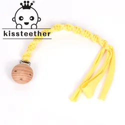Kissteether – attache sucette en bois de hêtre pour bébé, 1 pièce, chaîne en coton tissé à la main pour nouveau né, porte sucette à mâcher 