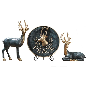 

AMERICAN MODERN ELK STATUE EUROPEAN RESIN DEER SCULPTURE CREATIVE DEER HEAD FIGURINE LIVING ROOM WINE CABINET PORCH FURNISHINGS