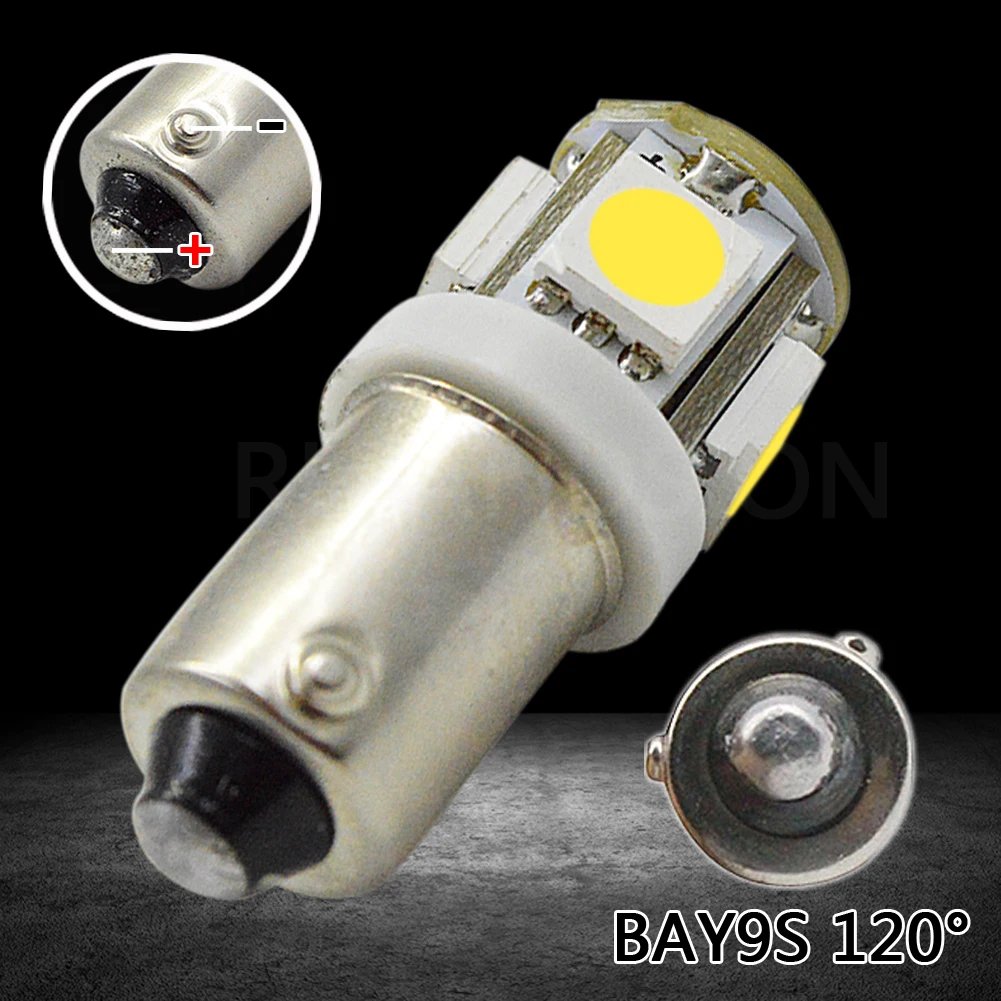 10 шт. 12 В BA9S BAX9s 64132 H6W BAY9S H21W 5SMD 5050 Led Клин Парковка индикатор купольная карта номерного знака светильник лампа 4 цвета - Испускаемый цвет: BAY9S 12V Warm White
