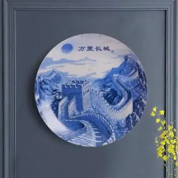 Китайский ресторан подвесная декоративная тарелка фон настенная живопись блюдо Цзиндэчжэнь керамика - Цвет: 25cm