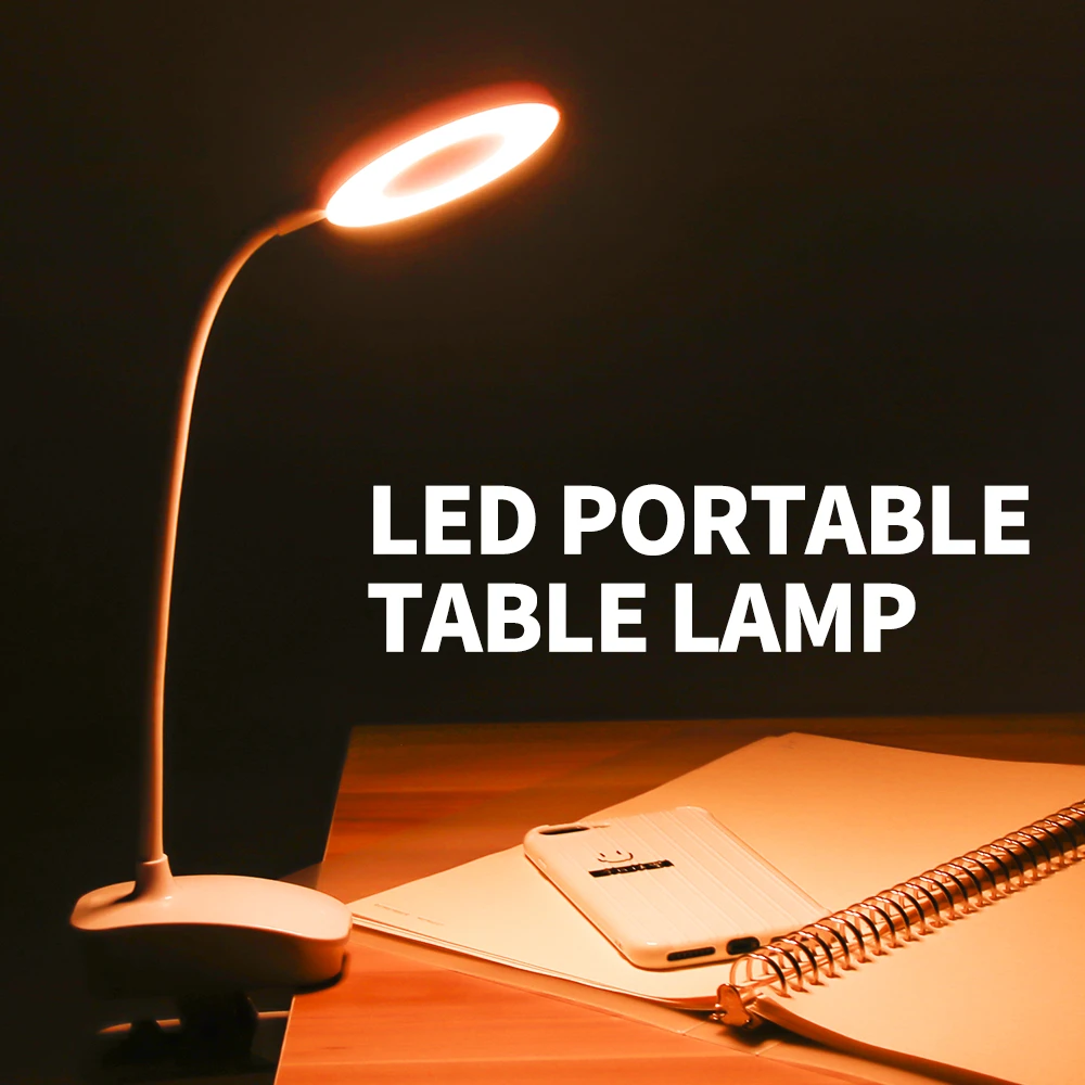 

Clip Study Lamp LED Book Light 3 Colors Dimmable Eye Protection Desk Lamp USB Touch Switch Portable Rechargeable 18650 Battery